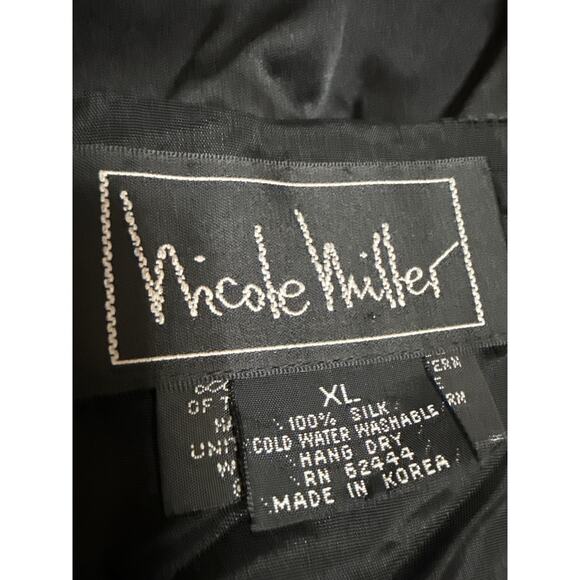 Vintage Nicole Miller Multicolor 100% Silk Graphic Print Sleeveless Vest Top XL - Picture 4 of 4